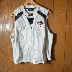 Harley-Davidson Women's White Zip-Up Mesh Panel Riding Vest Size 2W